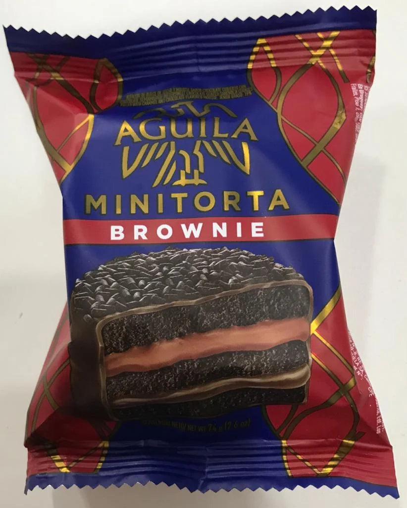 Alfajor Aguila Minitorta Brownie 74 gr Pack de 3 unidades Alfajo de Dulce de Leche y Mousse Sabor Chocolate Cuierto con Chocolate Semiamargo