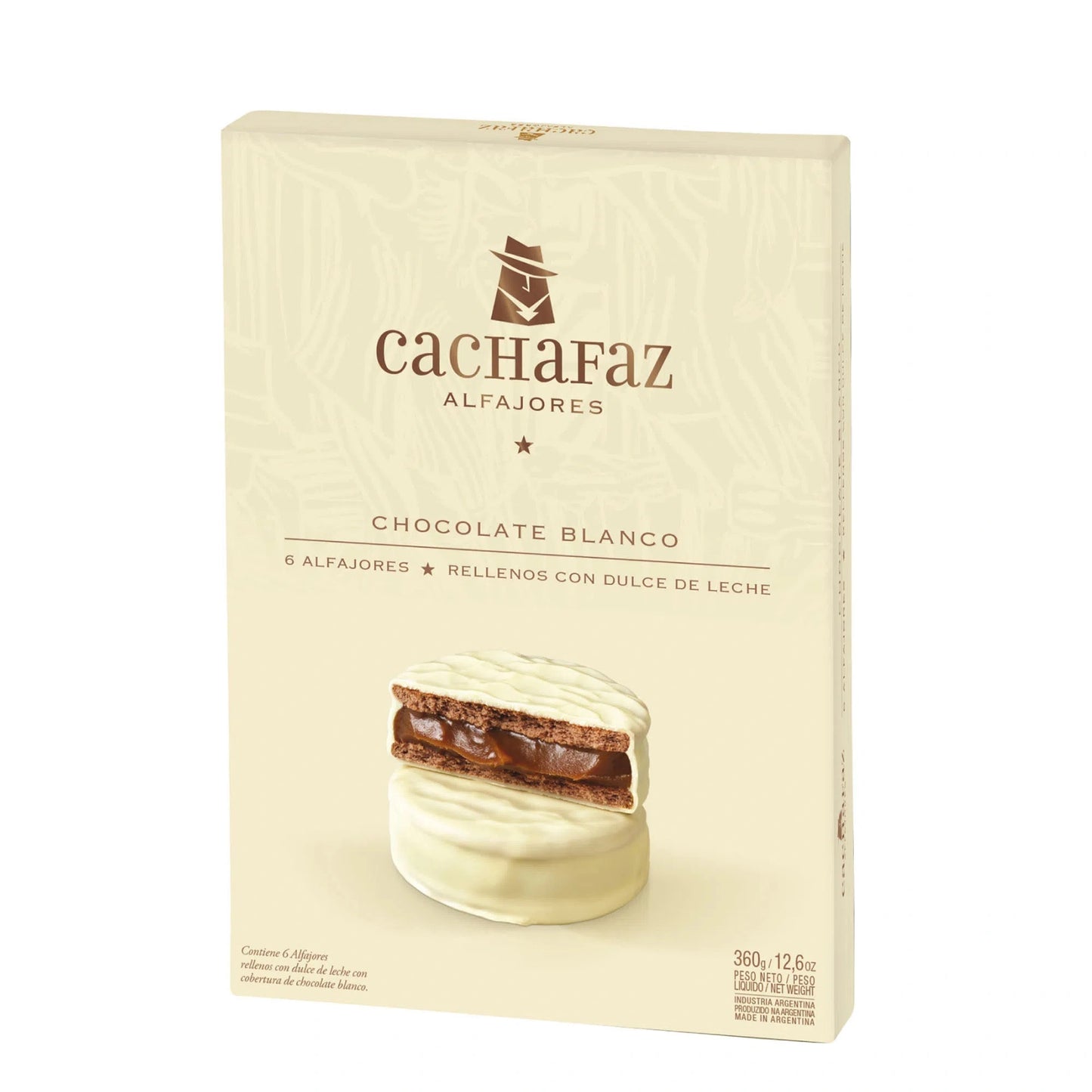 Alfajor Cachafaz Chocolate Blanco Caja 6 unidades